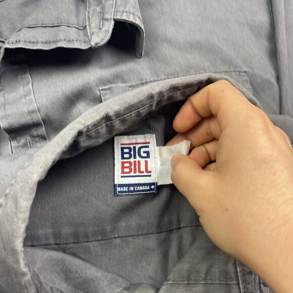 Lot x3 VTG Big Bill Canada Made Work Shirt Men 2XL Grey Long Sleeve Workwear ** - Picture 4 of 16
